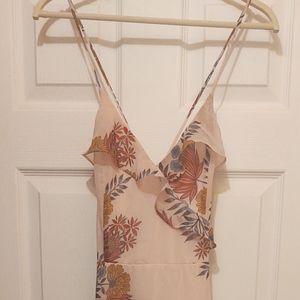 Long strappy blush dress.